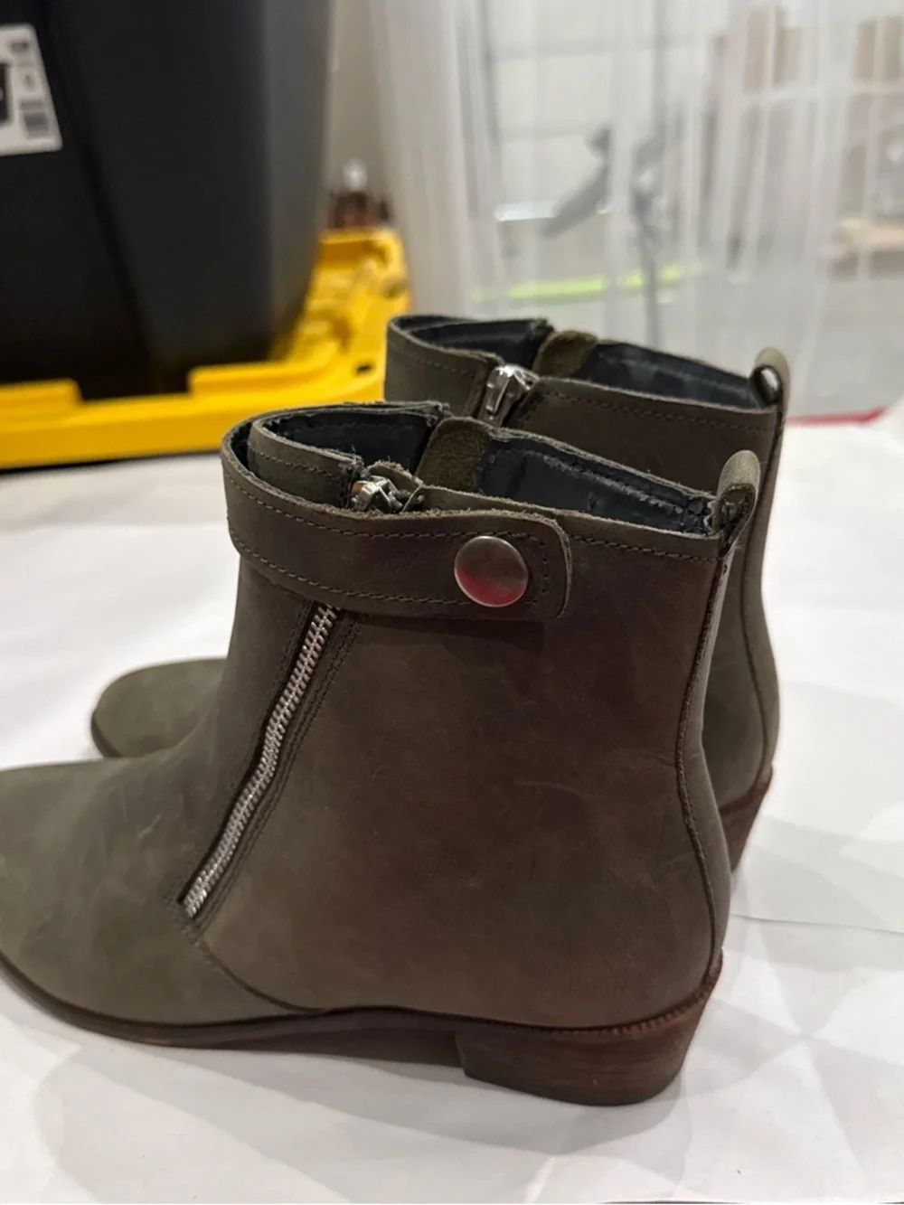 Women’s Olive Green/ brown  Side-Zip Ankle Boots